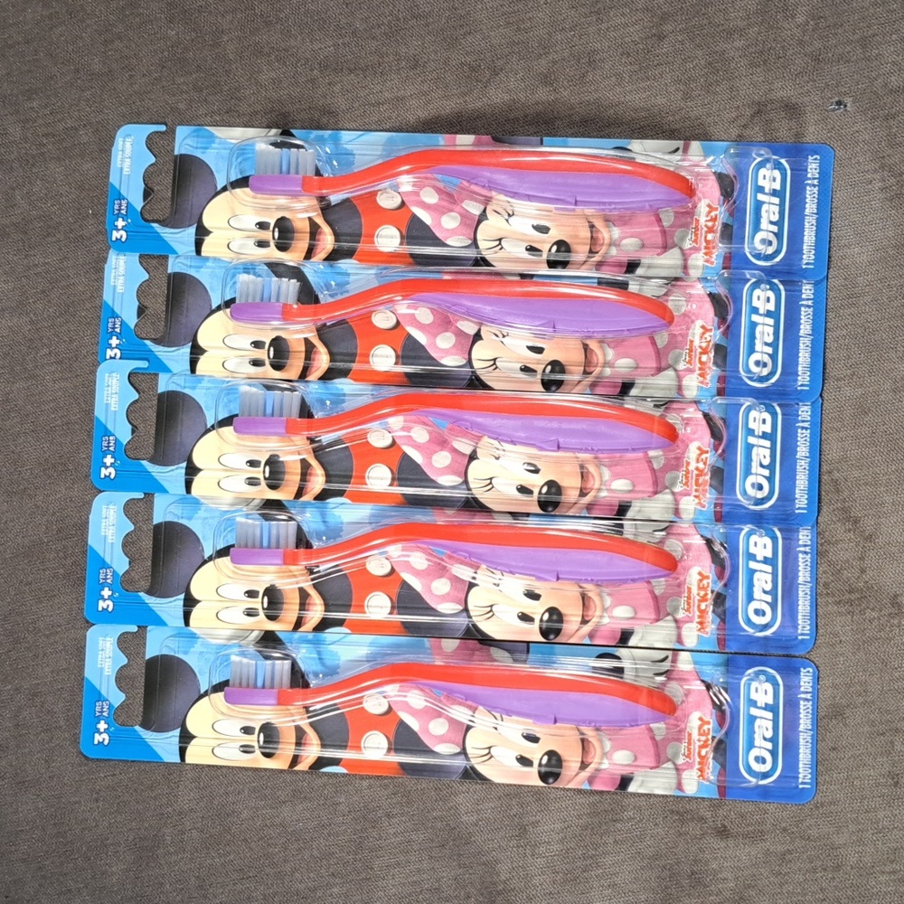 Lot of 5 Oral-B Disney Junior Mickey & Minnie Age 3+ Extra Soft Toothbrushes NEW
